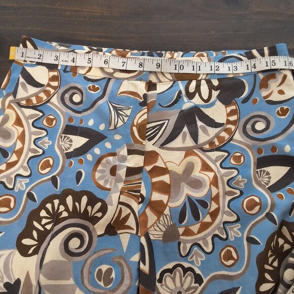 Max Mara Licia Paisley Print High-Rise Cropped Pants In Blue & Brown Print Sz 8 - Picture 5 of 10